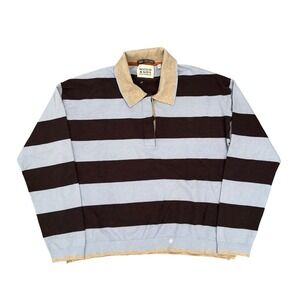 Scotch & Soda Striped Rugby Polo Sweater Blue Brown Tan Womens Size M